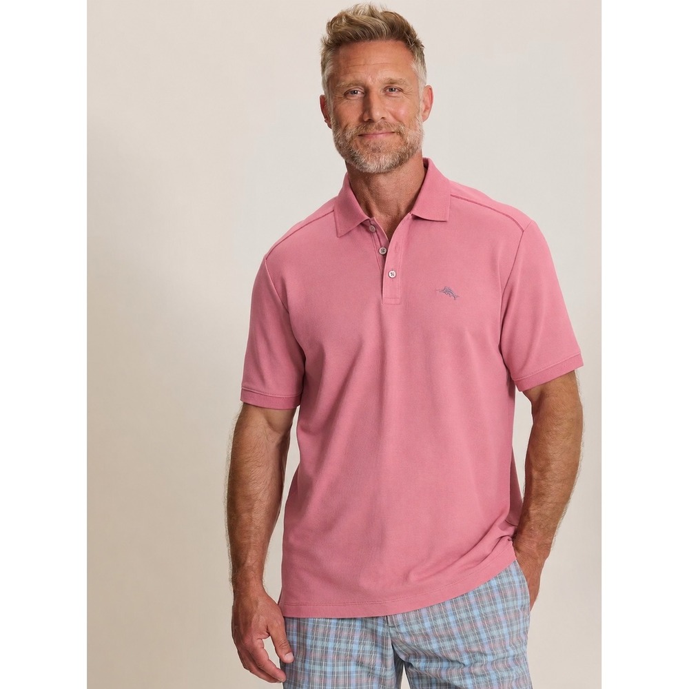 Tommy Bahama Emfielder IslandZone Supima Cotton Polo Pink Short Sleeve Size XL